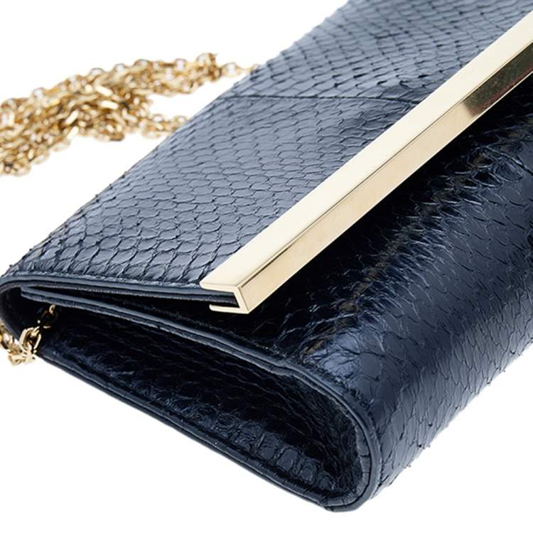 Pre Owned Fendi Black Python Leather Shoulder Bag
