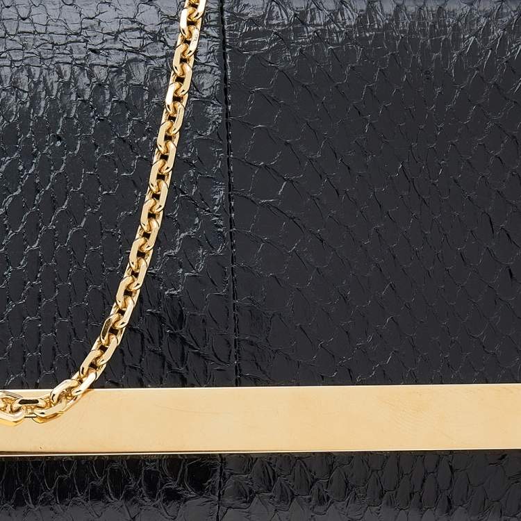 Pre Owned Fendi Black Python Leather Shoulder Bag