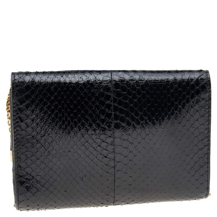 Pre Owned Fendi Black Python Leather Shoulder Bag