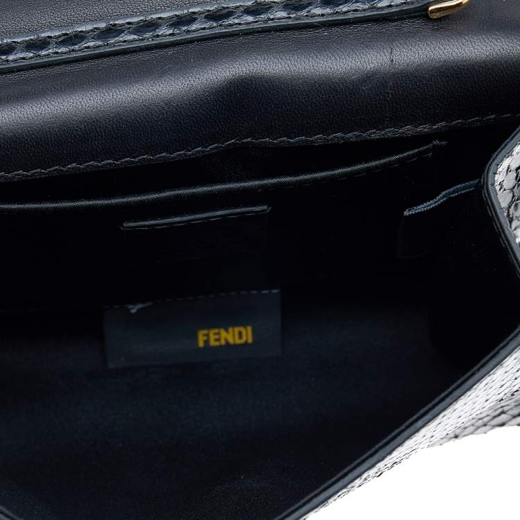 Pre Owned Fendi Black Python Leather Shoulder Bag