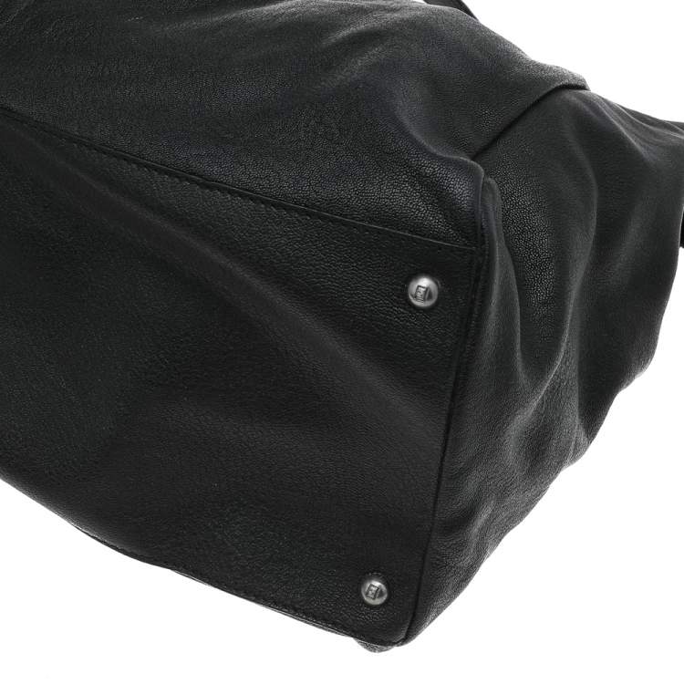 Pre Owned Fendi Black Leather Large Peekaboo Top Handle Bag