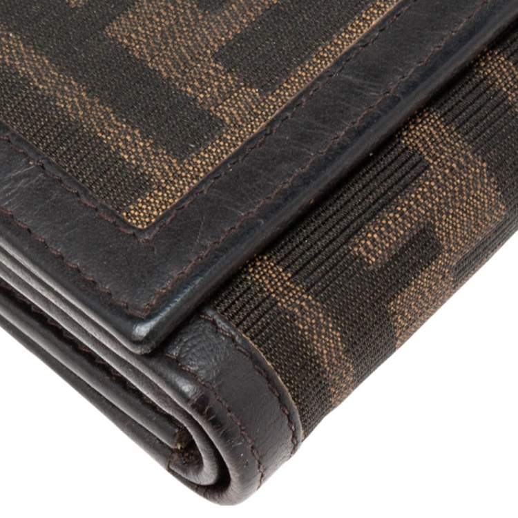 مملوكة مسبقًا Fendi Tobacco Zucca Canvas and Leather Flap Continental Wallet