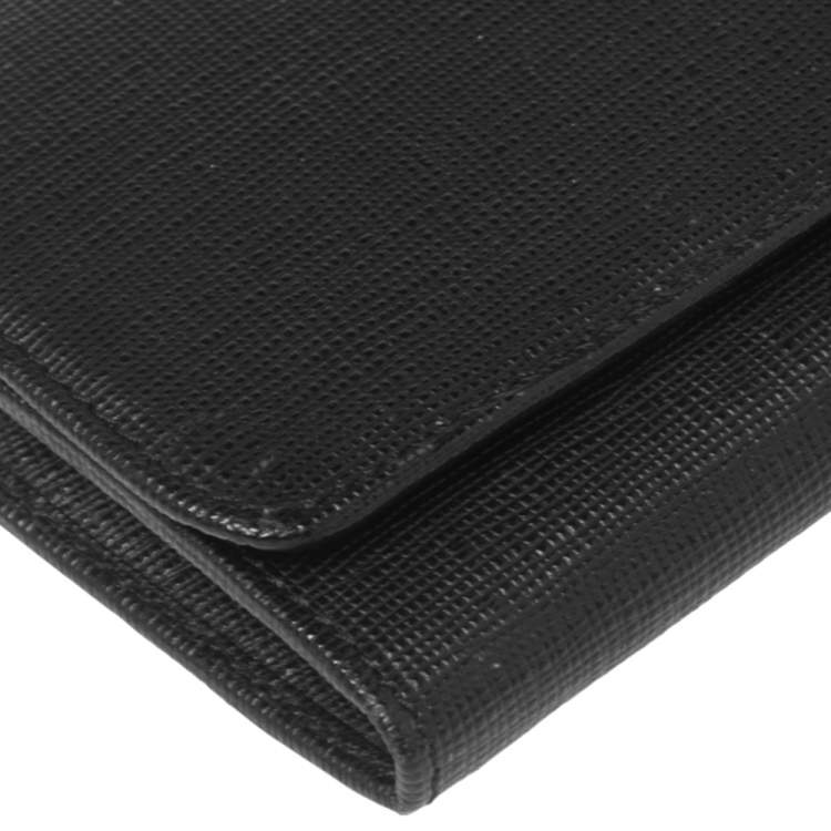Pre Owned Fendi Black Leather Flap Continental Wallet
