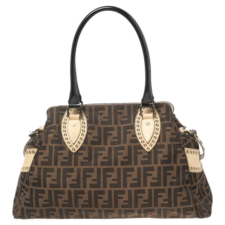 Pre Owned Fendi Brown Zucca Canvas Medium De Jour Bag