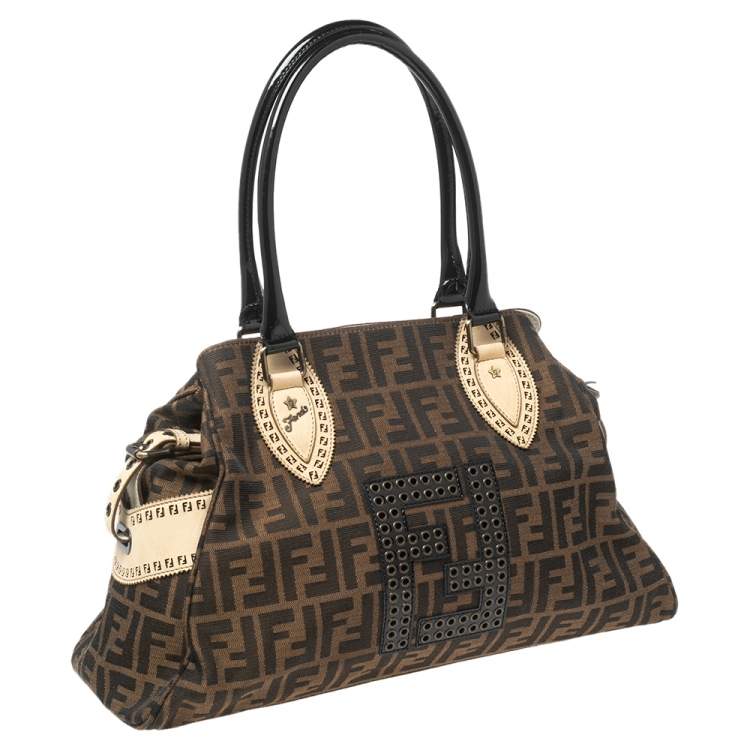 Pre Owned Fendi Brown Zucca Canvas Medium De Jour Bag
