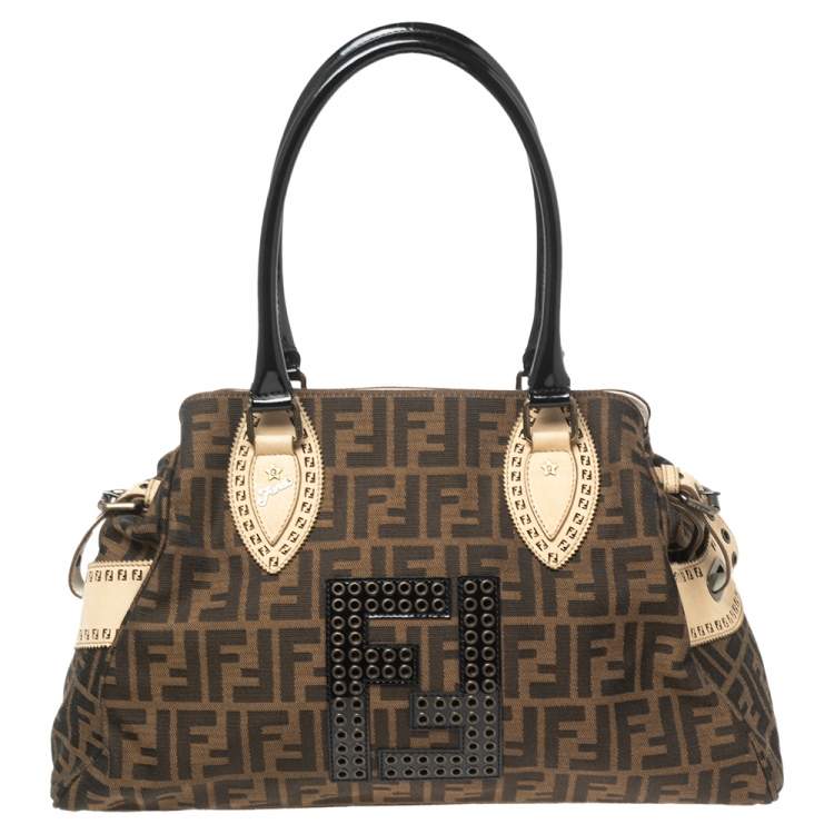 Pre Owned Fendi Brown Zucca Canvas Medium De Jour Bag