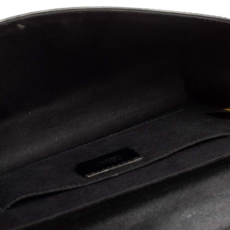 Pre Owned Fendi Black/Silver Leather Small Demi Jour Top Handle Bag
