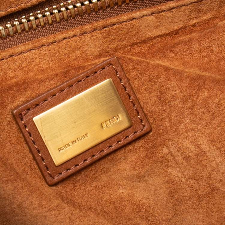 Pre Owned Fendi Brown Leather Large Peekaboo Top Handle Bag