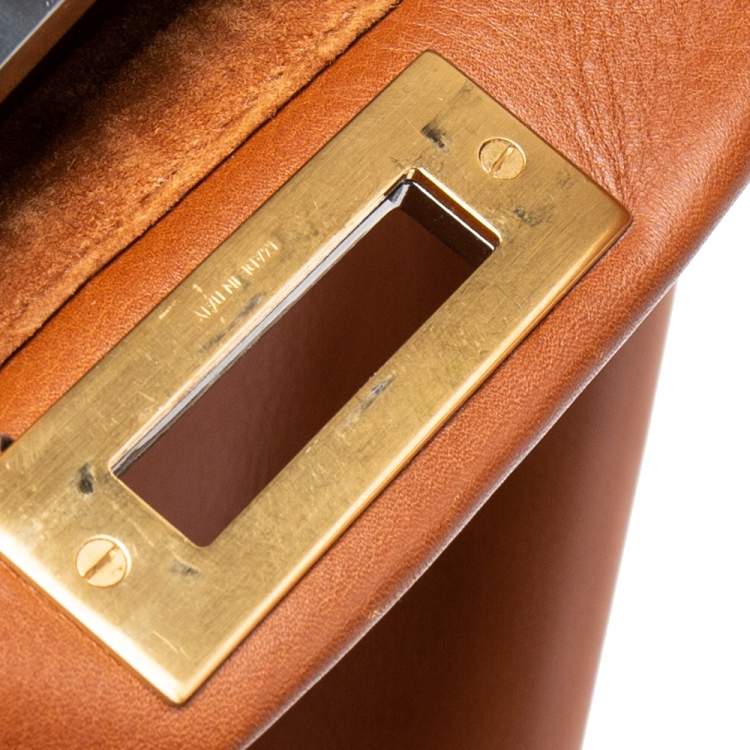 Pre Owned Fendi Brown Leather Large Peekaboo Top Handle Bag