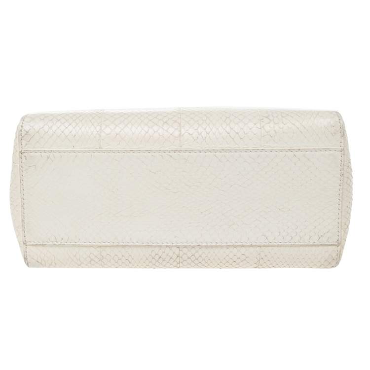 Pre Owned Fendi Off White Python Mini Peekaboo Bag 