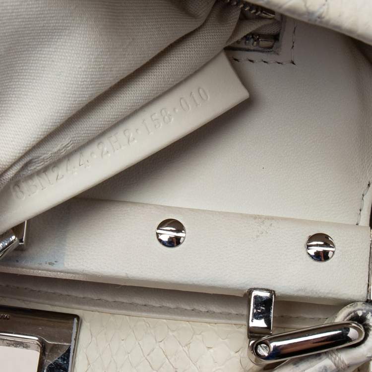 Pre Owned Fendi Off White Python Mini Peekaboo Bag 