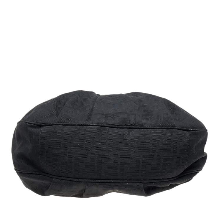 Pre Owned Fendi Black Zucca Canvas Mia Hobo