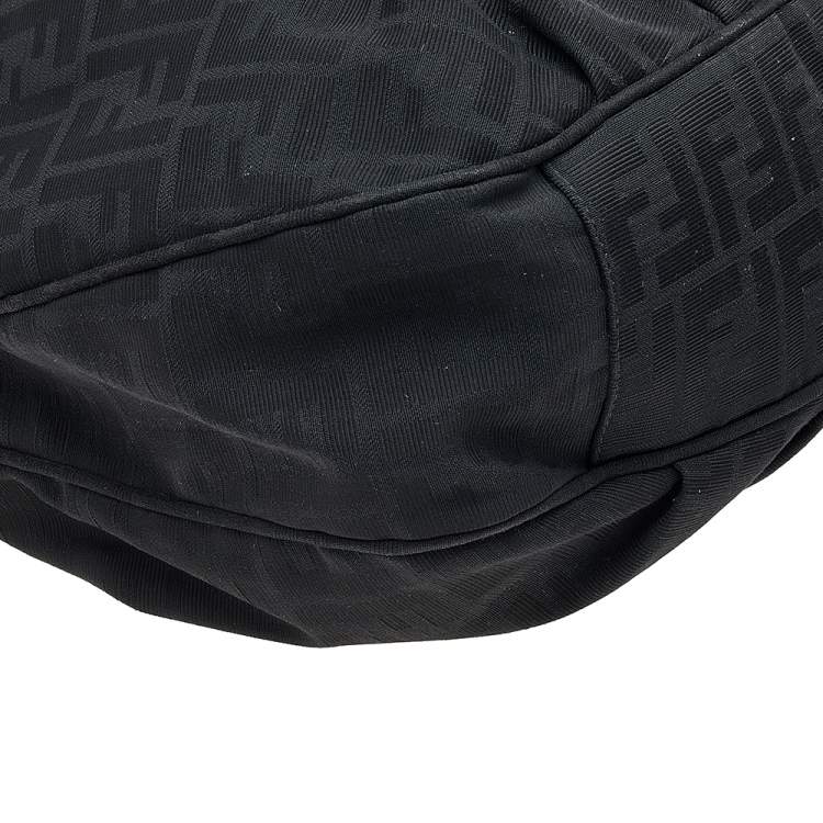 Pre Owned Fendi Black Zucca Canvas Mia Hobo