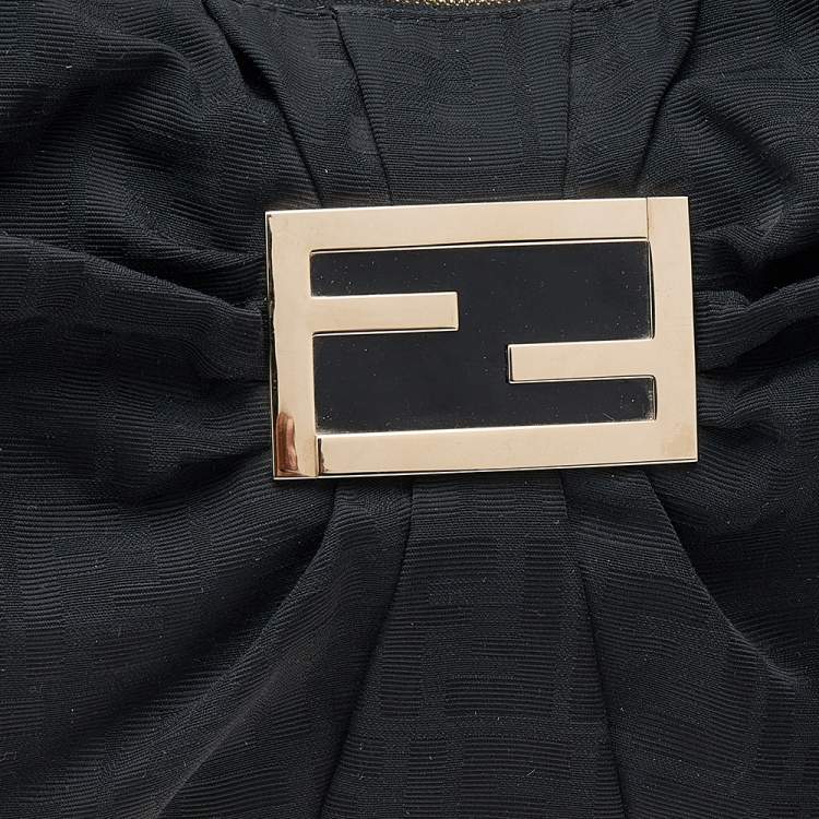 Pre Owned Fendi Black Zucca Canvas Mia Hobo