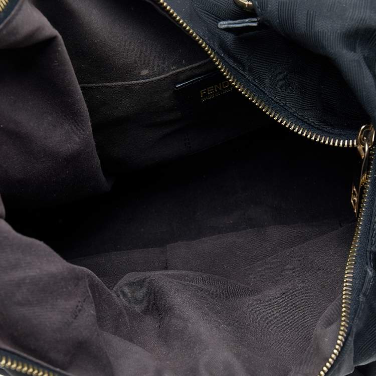 Pre Owned Fendi Black Zucca Canvas Mia Hobo
