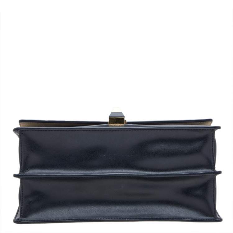 Pre Owned Fendi Black/Tobacco Zucca Embossed Leather Small Kan I Top Handle Bag