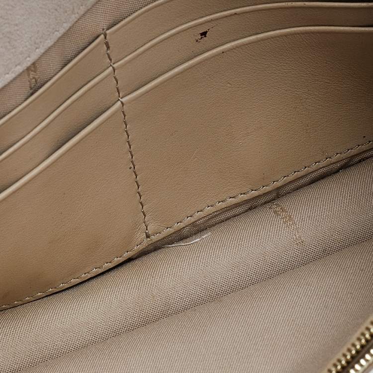 Pre Owned Fendi Beige Leather Rainbow Stud Tube Wallet On Chain
