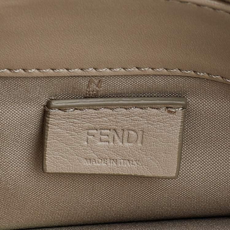 Pre Owned Fendi Beige Leather Rainbow Stud Tube Wallet On Chain