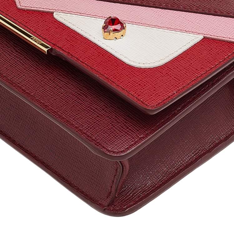Pre Owned Fendi Multicolor Leather Monster Eyes Wallet On Chain