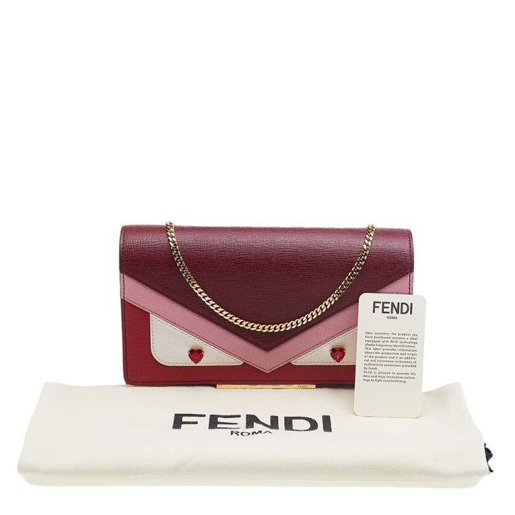 Pre Owned Fendi Multicolor Leather Monster Eyes Wallet On Chain