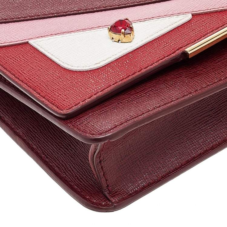 Pre Owned Fendi Multicolor Leather Monster Eyes Wallet On Chain