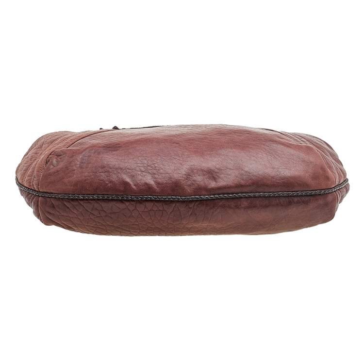 Pre Owned Fendi Brown Leather Braided Handle Spy Hobo