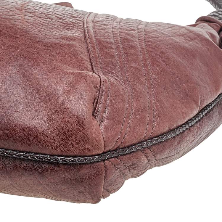 Pre Owned Fendi Brown Leather Braided Handle Spy Hobo