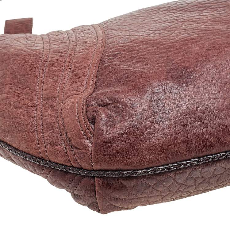 Pre Owned Fendi Brown Leather Braided Handle Spy Hobo