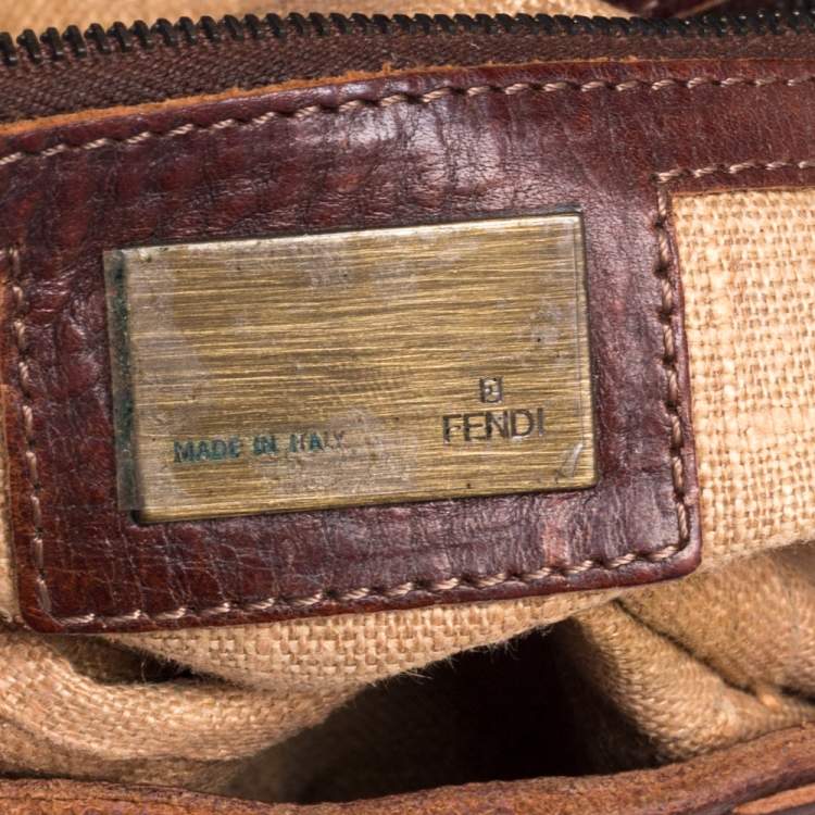 Pre Owned Fendi Brown Leather FF Baguette Shoulder Bag