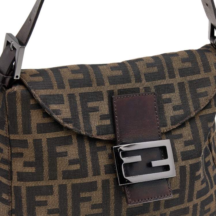 Pre Owned Fendi Tobacco Zucca Canvas And Leather Mama Baguette Bag