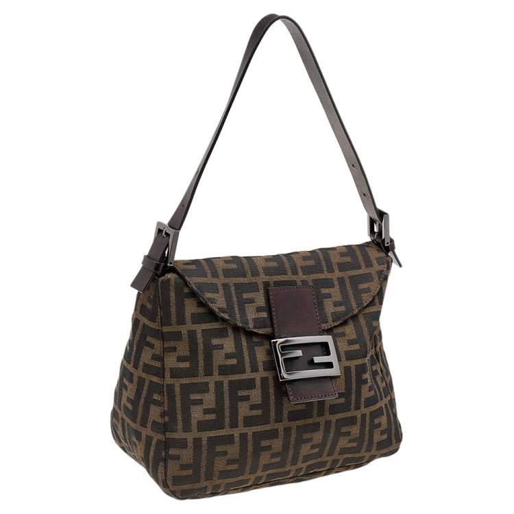 Pre Owned Fendi Tobacco Zucca Canvas And Leather Mama Baguette Bag