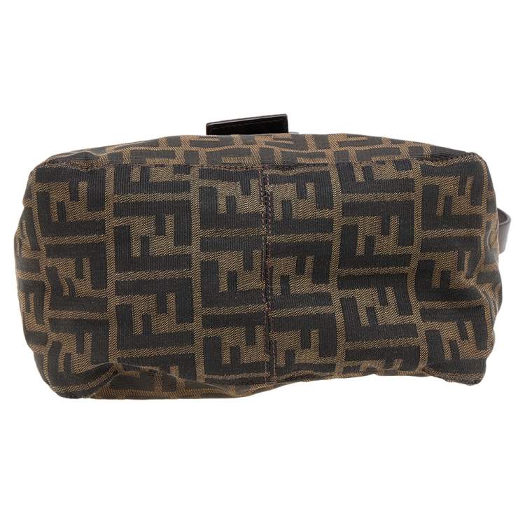 Pre Owned Fendi Tobacco Zucca Canvas And Leather Mama Baguette Bag