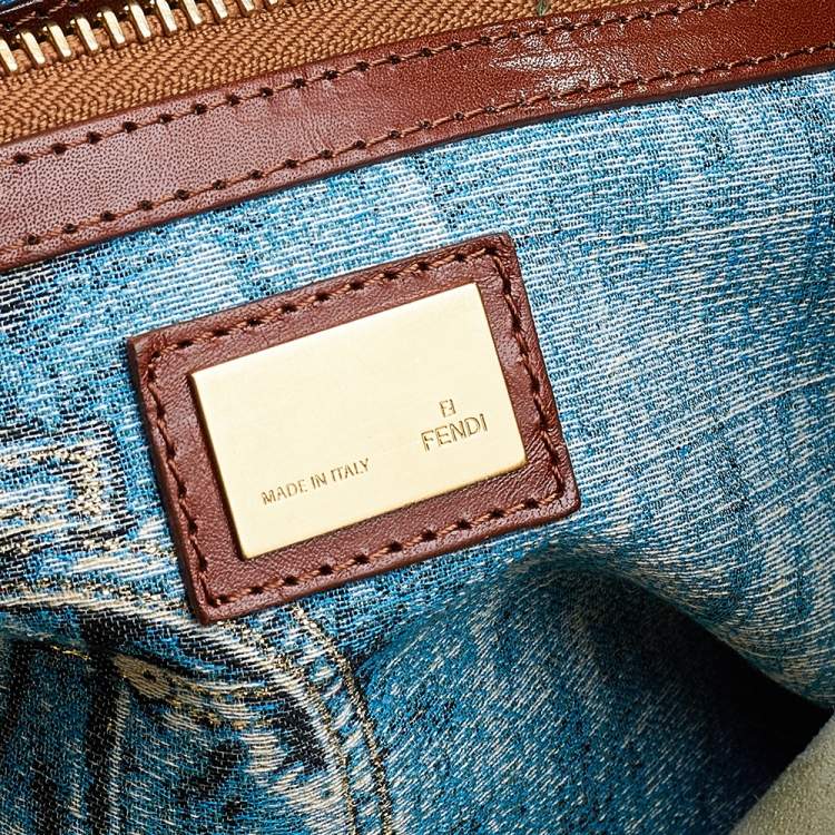 Pre Owned Fendi Beige/Brown Leather Large Peekaboo Top Handle Bag