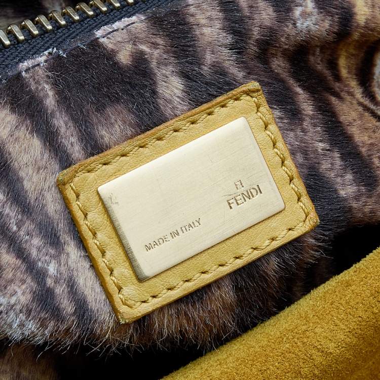 Pre Owned Fendi Yellow Leather Large Peekaboo Top Handle Bag
