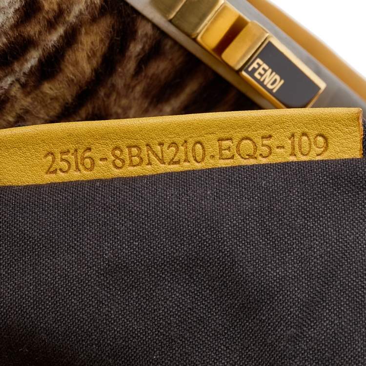 Pre Owned Fendi Yellow Leather Large Peekaboo Top Handle Bag