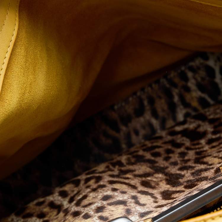 Pre Owned Fendi Yellow Leather Large Peekaboo Top Handle Bag