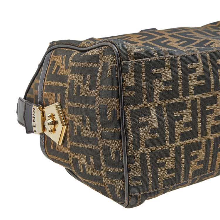 Pre Owned Fendi Tobacco Zucca Canvas and Leather Medium Chef Boston Bag