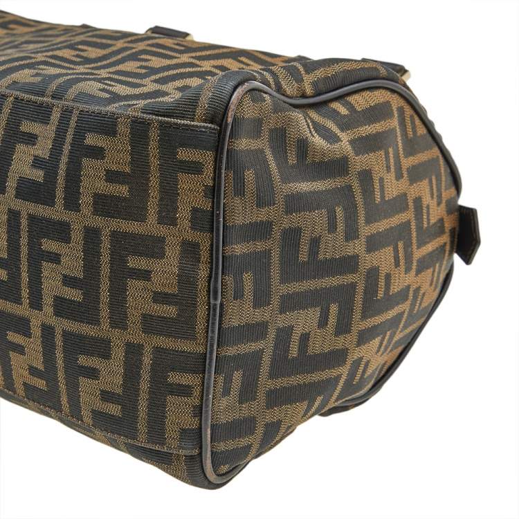 Pre Owned Fendi Tobacco Zucca Canvas and Leather Medium Chef Boston Bag