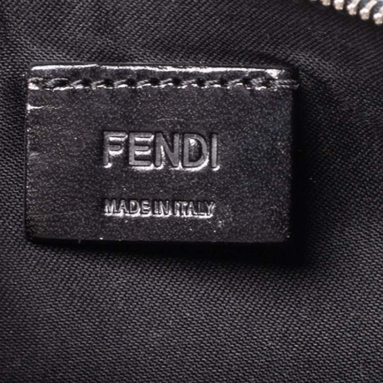 Pre Owned Fendi Black Leather Studded Wristlet Slim Clutch
