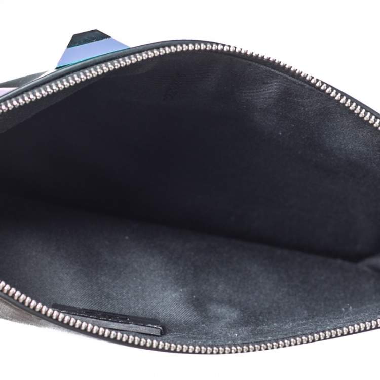 Pre Owned Fendi Black Leather Studded Wristlet Slim Clutch