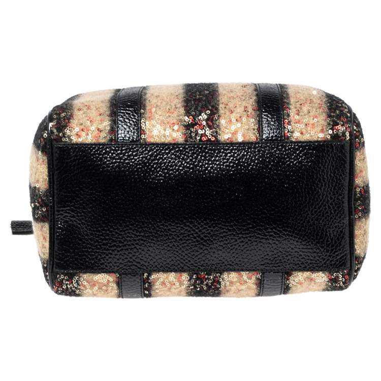 Pre Owned Fendi Multicolor Wool and Sequin Small Forever Bauletto Boston Bag
