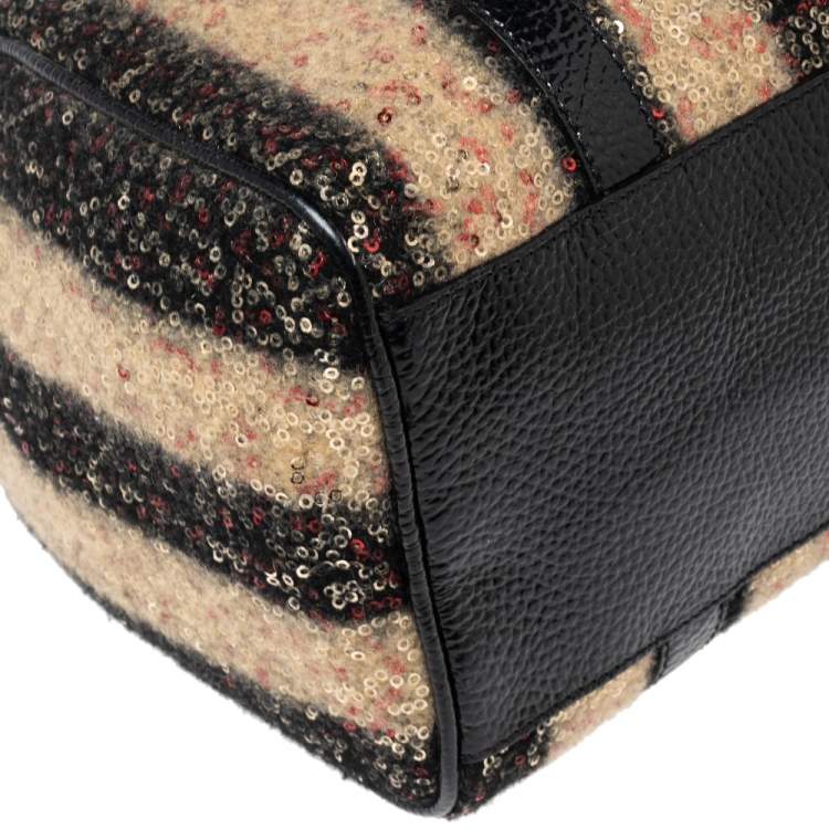 Pre Owned Fendi Multicolor Wool and Sequin Small Forever Bauletto Boston Bag
