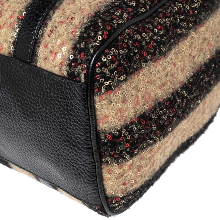 Pre Owned Fendi Multicolor Wool and Sequin Small Forever Bauletto Boston Bag