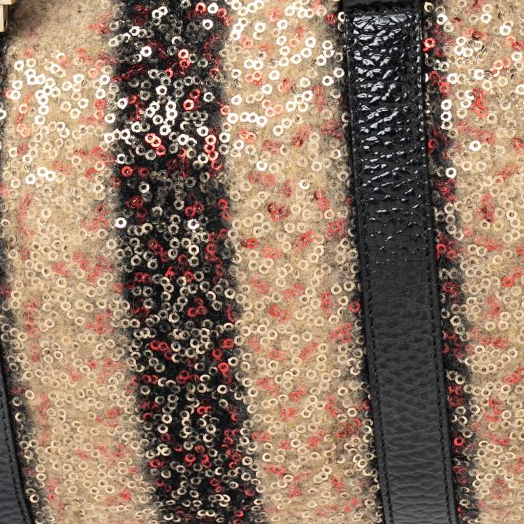 Pre Owned Fendi Multicolor Wool and Sequin Small Forever Bauletto Boston Bag