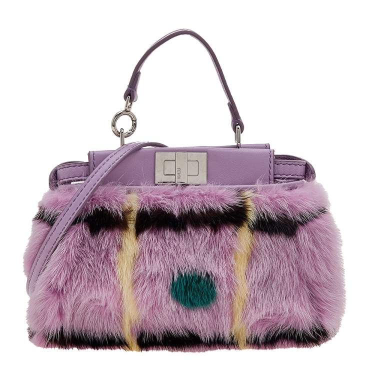 Fendi Lilac Mink Fur Micro Peekaboo Crossbody Bag Fendi TLC