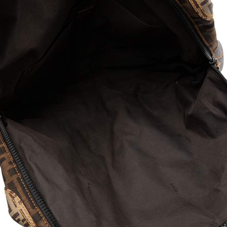 Pre Owned Fendi Tobacco Zucca Coated and Canvas Mixed Media Satchel 