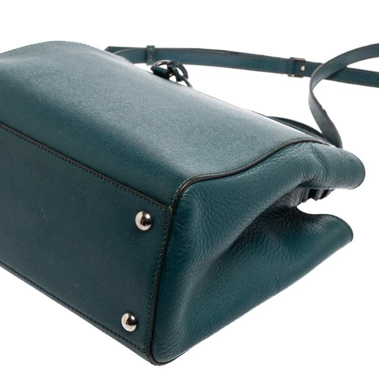 Pre Owned Fendi Green Leather Mini 2Jours Tote 