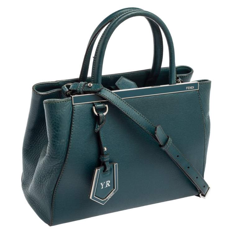 Pre Owned Fendi Green Leather Mini 2Jours Tote 