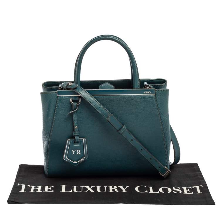 Pre Owned Fendi Green Leather Mini 2Jours Tote 