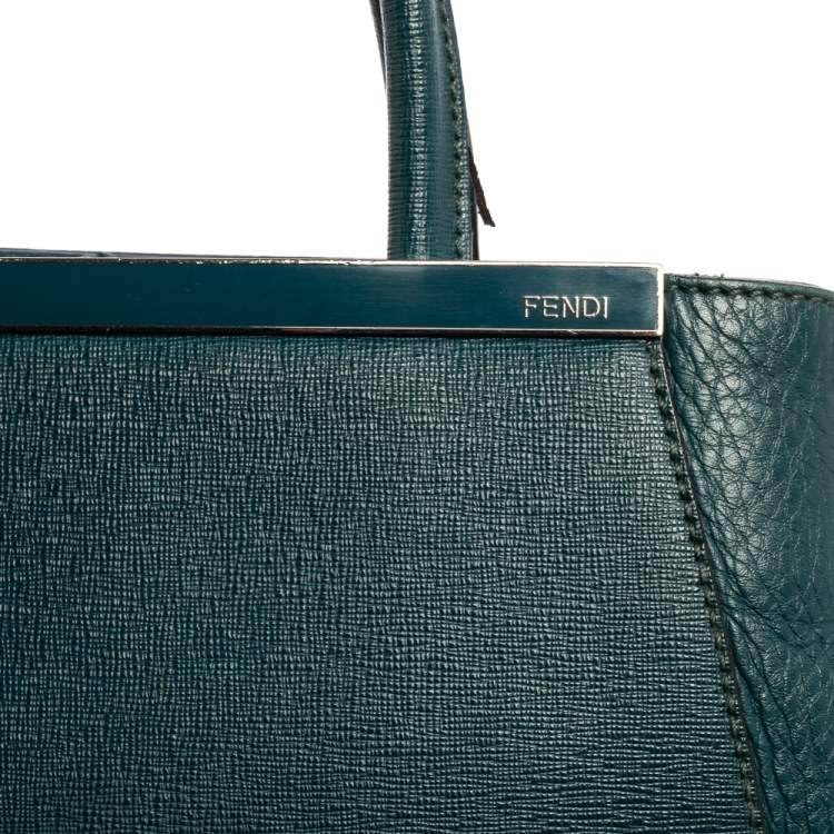 Pre Owned Fendi Green Leather Mini 2Jours Tote 